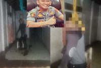 Dua foto korban saat ditemukan warga gantung diri. Inzet, poto Kapolsek Montallat Iptu Rahmat Tuah SH MM.