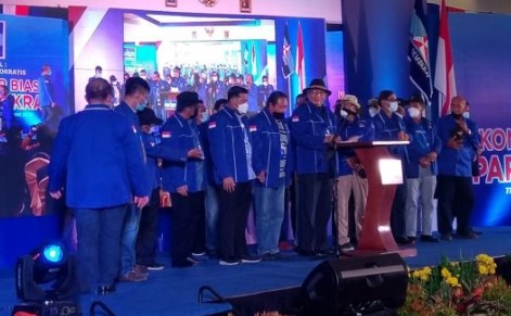 Perwakilan Partai Demokrat yang menghadiri KLB menyepakati penghapusan majelis tinggi. [Suara.com/Muhlis]