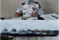 Foto. Tugboat berjejer parkir di pinggiran Sungai Barito dan inzet Kadis Perhubungan Barsel Daud Danda.