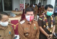 Bupati Barito Timur Ampera AY Mebas bersama Wakil Bupati Habib Said Abdul Saleh dan Kepala Kejari yang baru Daniel Pananangan.