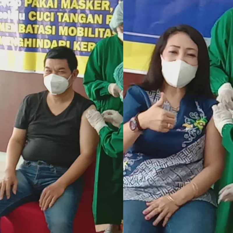 Bupati Barito Timur Ampera AY Mebas bersama Istri saat vaksinasi covid-19