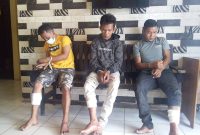 Tiga pelaku ranmor asal kalsel, saat diamankan polisi.