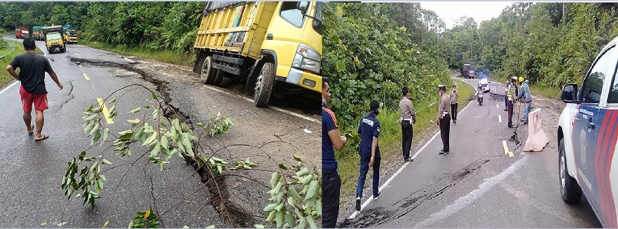 Berhati hati Melintas Di KM 61 Puruk Cahu Muara Teweh Jalan Alami Berhati hati Melintas Di KM 61 Puruk Cahu Muara Teweh Jalan Alami