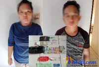 Pasutri, HR dan BW saat diamankan polisi bersama barang bukti hasil curian.