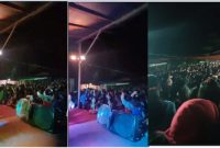 Keterangn Foto, Video inilalh yang viral di medsos, sebuah pesta dangdutan diduga abaikan prokes kesehatan.