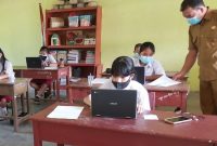 Siswa SDN 1 dan SDN 2 Pasar Panas Kecamatan Benua Lima sangat antusias mengikuti Asesmen Kompentensi Nasional (AKM) jenjang Sekolah Dasar