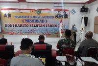 Idariani Memberi Sambutan di Musyawarah Olah Raga Kabupaten KONI Barito Selatan. Foto: Aliefansyah