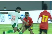 Ramai Rumakik saat menyarangkan gol kedua untuk keunggulan Timnas. Foto.tangkapan layar. 1tulah.com