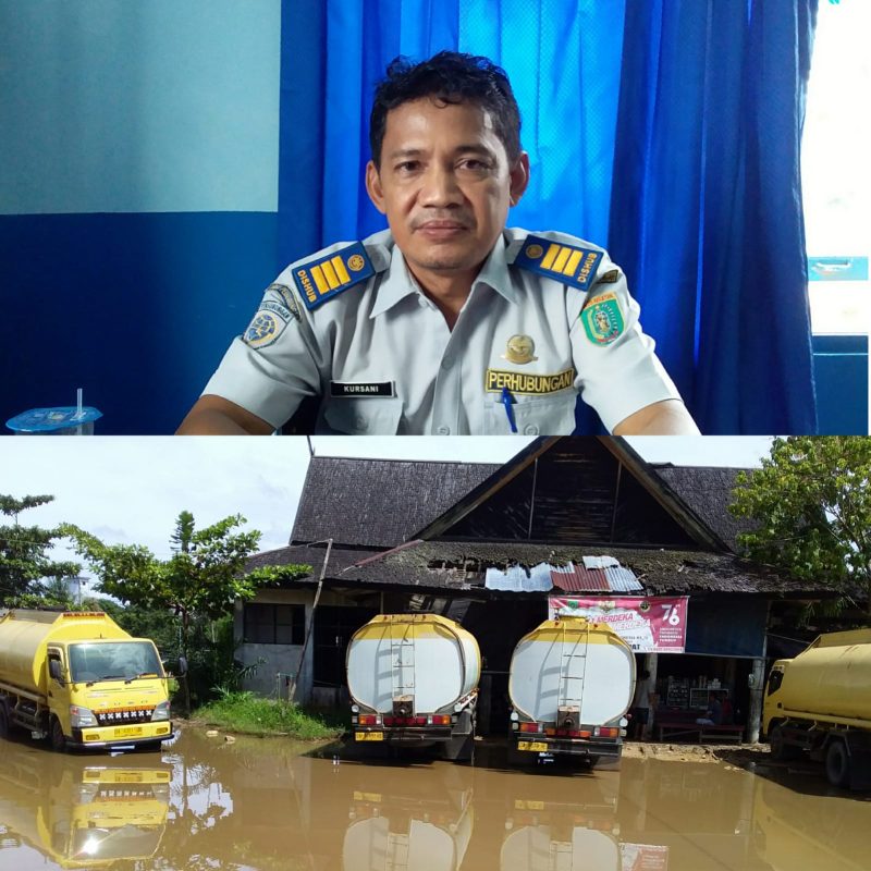Kursani (atas) Kepala Dermaga Buntok, Dinas Perhubungan Barsel dan Kondisi Dermaga Jelapat. 
Foto. Alifansyah/1tulah.com

