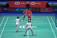 Fikri-bagas ketika berhadap dengan kevin-Markus di semifinal All England