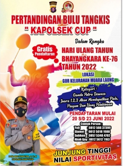 POlsek Latup gelar kejuaraan Bulutangkis.foto.Humas Polsek Latup