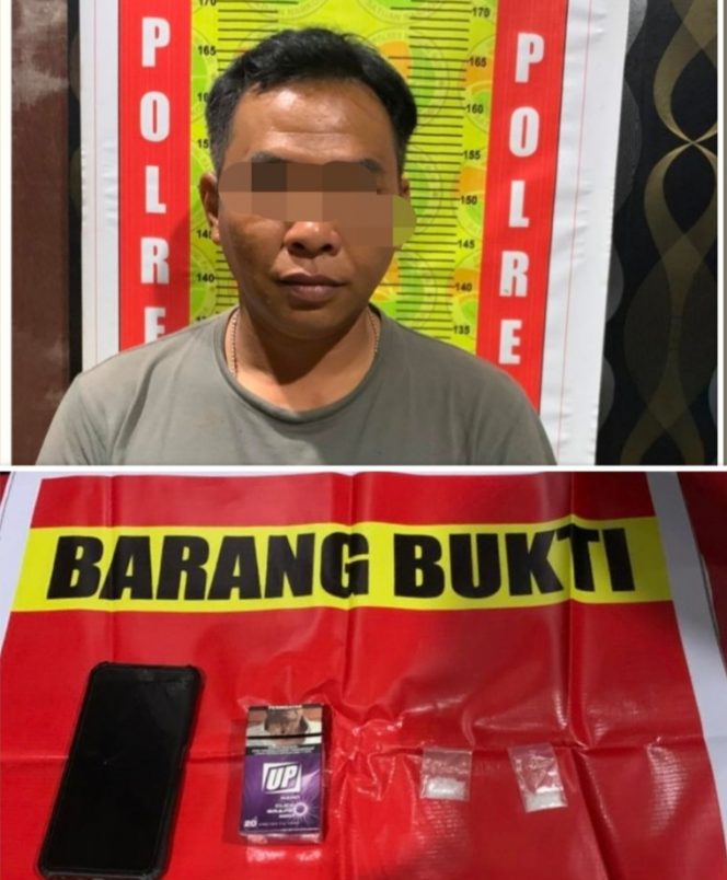 Pelaku Anang dan barang bukti yang diamankan Satresnarkoba Polres Mura. (Foto : Satresnarkoba Polres Mura)