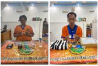 Dua kurir sabu M dan F saat diamankan di Mapolres Bariito Utara.Foto.Deni/1tulah.com
