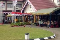 Upacara peringatan Hari Jadi (Harjad) Kabupaten Barito Timur ke-20 di halaman kantor Bupati Bartim. 
1tulah.com/zakirin
