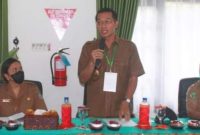 Bupati Mura Perdie M Yoseph memberikan sambutan dalam survey simulasi akreditasi UPTD RSUD Puruk Cahu, Selasa (20/09/2022) (foto : suroso/1tulah.com)