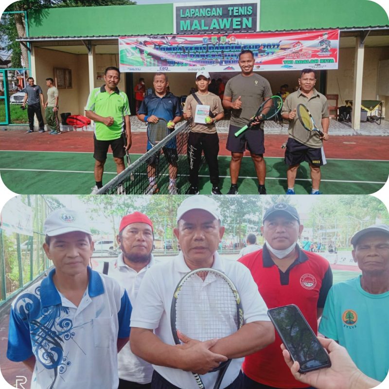 Letkol Inf Hendro Wicaksono, Dandim 1012 Buntok (tengah sebelah kanan) sebelum bertanding di turnamen Dandim Cup 2022 (foto atas) dan Ketua Pelti Barsel Joko Lelono (foto bawah). 
Foto. Alifansyah/1tulah.com
