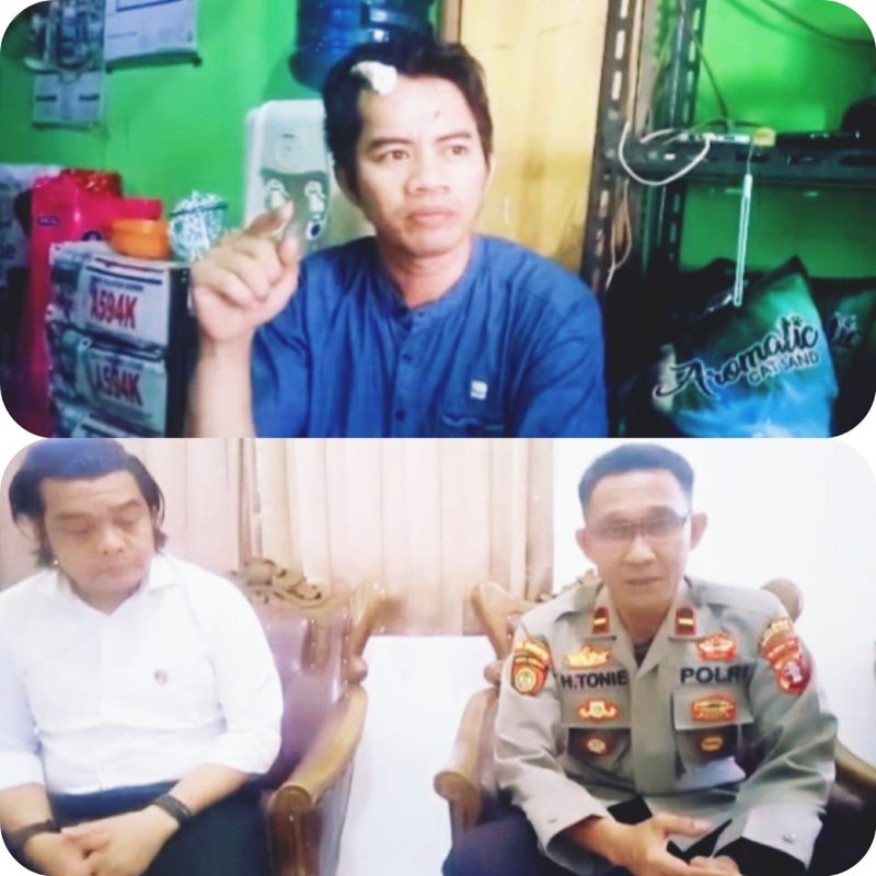 Samli (33), korban pembacokan (atas) dan Ipda H. Tonie Kapolsek Dusun Selatan didampingi Kanitreskrim Aiptu Nopi Juniansyah, Selasa (4/10/2022).
Foto. Alifansyah/1tulah.com

