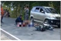 Lokasi tempat kecelakaan yang menewaskan pengendara dan penumpangnya usai ditabrak truk tangki di Kasongan, Selasa (1/11/2022). Foto:Adi/1tulah.com