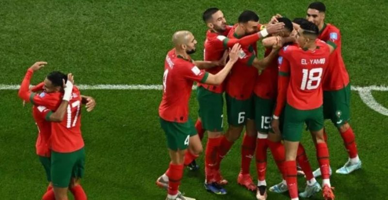 Para pemain Timnas Maroko di Piala Dunia 2022. [AFP]