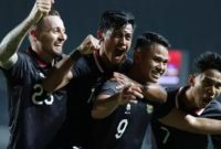 Selebrasi Dimas Drajad bersama rekan setim usai cetak gol saat Timnas Indonesia kalahkan Curacao 3-2. [Dok. PSSI].