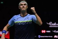 Pebulutangkis tunggal putra Denmark, Viktor Axelsen. [ANTARA FOTO/Sigid Kurniawan]