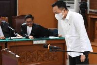 Bripka Ricky Rizal di PN Jaksel. Dia dituntut 8 tahun dalam kasus pembunuhan Brigadir Joshua (ANTARA)