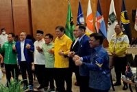 Para petinggi dari 8 parpol berkumpul di Hotel Dharmawangsa, Minggu (8/1/2023). (Suara.com/Novian)