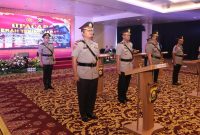 Upacara serah Terima jabatan kapolres Lahat dari AKBP Eko Sumaryanto SIK. MSi kepada AKBP S. Kunto Hartono SIK.MT di gedung presisi Polda Sumsel, Kamis (12/1/2023).