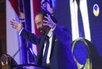 Ketua Umum Partai NasDem Surya Paloh menyampaikan pidato politiknya dalam Perayaan HUT ke-11 Partai NasDem di Jakarta, beberapa waktu lalu. (suara.com)