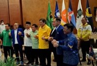 Para petinggi dari 8 parpol berkumpul di Hotel Dharmawangsa, Minggu (8/1/2023). (Suara.com/Novian)