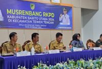 Bupati Barito Utara H Nadalsyah saat membuka kegiatan Musrenbang RKPD Kabupaten Barito Utara di aula Kecamatan Teweh Tengah, Senin (13/2/2023). Foto:Delia/1tulah.com