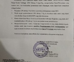 Foto : 4 agen LPG bersubsidi di Muara Teweh dapat surat teguran karena masih menjual LPG tak sesuai HET. Foto.1tulah.com