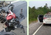 Lakalantas Jalan Lintas Desa Jakatan Pari (Puruk Cahu- Gumas) menyebabkan satu orang tewas pada Jumat (14/04/2023). (foto : istimewa
