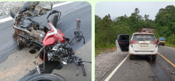 Lakalantas Jalan Lintas Desa Jakatan Pari (Puruk Cahu- Gumas) menyebabkan satu orang tewas pada Jumat (14/04/2023). (foto : istimewa
