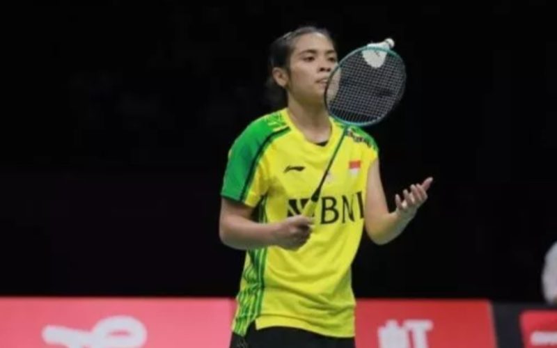 Tunggal putri Gregoria Mariska Tunjung harus takluk dua gim langsung 20-22, 12-21 dari Chen Yu Fei pada partai ketiga babak perempat final antara Indonesia vs China di Suzhou, China, Jumat (19/5/2023). (ANTARA/HO-PP PBSI)