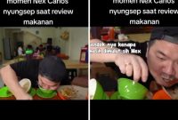 Food Vlogger Nex Carlos nyungsep ke makanan kuah soto. Sumber foto : suara.com
