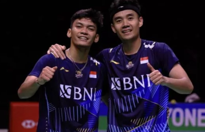 Ganda putra Indonesia Bagas Maulana/Muhammad Shohibul Fikri setelah memastikan lolos ke babak semifinal Thailand Open 2023 di Bangkok. (dok.PBSI)