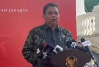 Menko Perekonomian yang juga Ketua Umum Partai Golkar Airlangga Hartarto di Istana Negara. (Suara.com/Bagaskara)