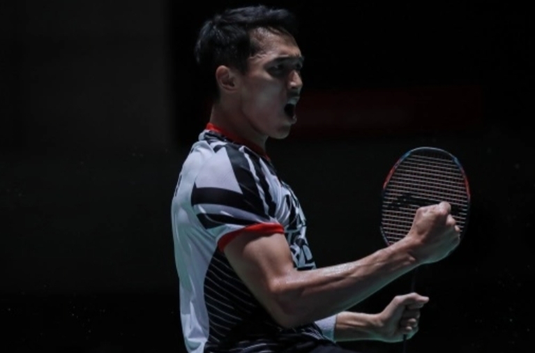 Tunggal putra Indonesia Jonatan Christie saat tampil di babak perempat final Japan Open 2023. (dok.PBSI)