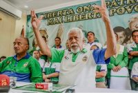 Xanana Gusmao memberi keterangan pers di Dili, Timor Leste, usai pelaksanaan pemilu legislatif, 23 Mei 2023. Xanana dilantik sebagai Perdana Menteri Timor Leste pada Sabtu, 1 Juli 2023. (Foto: Valention Dariel Sousa/AFP)