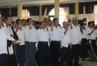 Pengambilan sumpah/janji dan pelantikan anggota BPD terpilih masa bhakti 2023-2029 di Gedung Pertemuan Umum (GPU) Mantawara, Tamiang Layang, Selasa (31/01/2023).