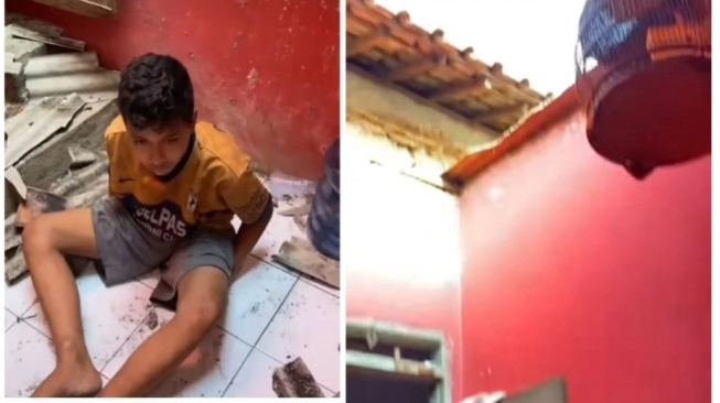 Bocah ini terjatuh dari atap tetangga karena kejar layangan putus. (Instagram/@infodepok_id)