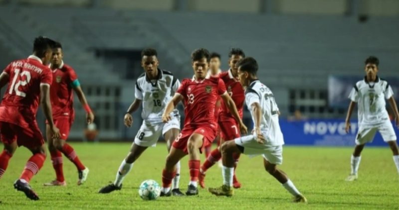 Duel Timnas Indonesia U-23 vs Timor Leste U-23 dalam laga kedua Grup B Piala AFF U-23 2023 di Rayong Provincial Stadium, Minggu, 20 Agustus 2023. [Dok. PSSI]