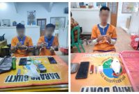Kuris sabu, manto, bani dan Momon, usai diamankan di ruang Satresnarkoba Polres Barito Utara, Rabu(16/08/2023).Foto.Deni/1tulah.com