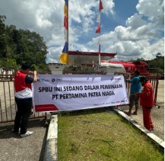SPBU di jalan negara Muara Teweh-Banjarmasin di sanksi Pertamina bersama 11 pangkalan LPG bersubsidi.Foto.Pertamina