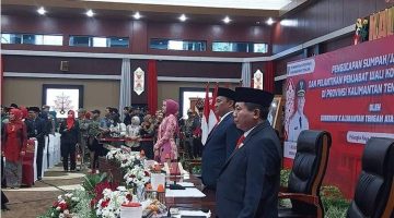 Ketua DPRD Provinsi Kalimantan Tengah H Wiyatno saat mengikuti kegiatan pelantikan PJ Bupati wali kota di Aula Jayang Tingang (Foto : Istimewa)