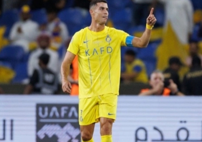 Penyerang Al Nassr, Cristiano Ronaldo melakukan selebrasi usai mencetak gol. [AFP]