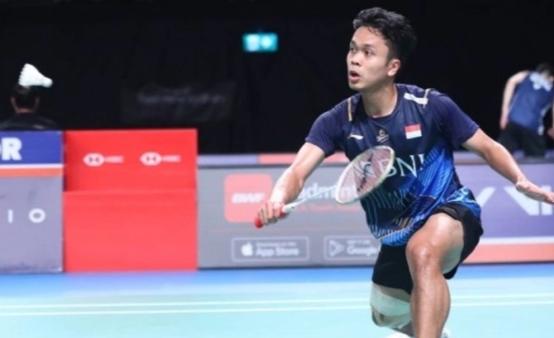 Tunggal putra Indonesia Anthony Sinisuka Ginting berlaga di babak perempat final Australian Open 2023, Jumat (4/8/2023). (ANTARA/HO/PBSI)