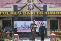 Kapolres Bartim memimpin Peringatan Hari Sumpah Pemuda Ke-95 Tahun 2023 yang berlangsung di Maolres Bartim. Foto : 1tulah.com/zakirin