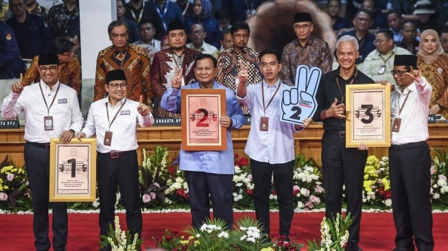 Pasangan capres-cawapres di Pilpres 2024. Sumber foto : suara.com